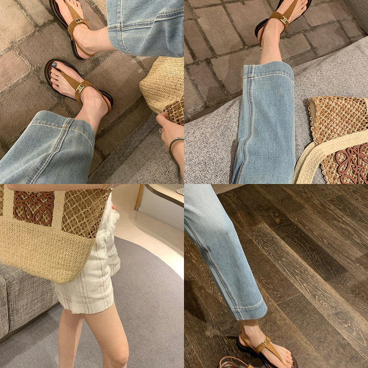 Hazel | T-Strap Summer Sandals with Metal Buckle