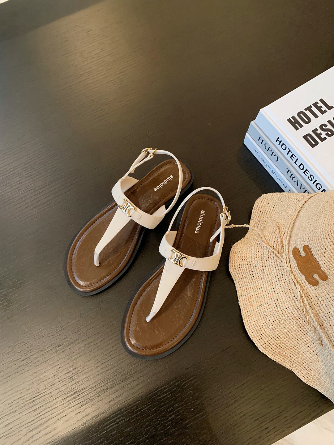 Hazel | T-Strap Summer Sandals with Metal Buckle