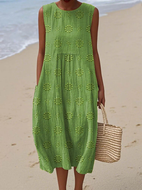 Rose Midi Dress with Pockets