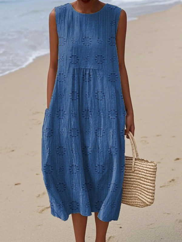 Rose Midi Dress with Pockets