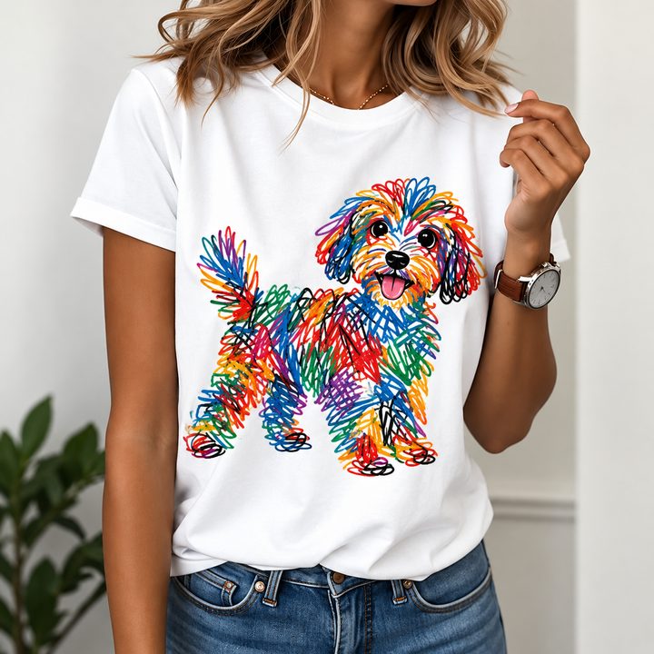 Bella | Colourful Dog Print Tee