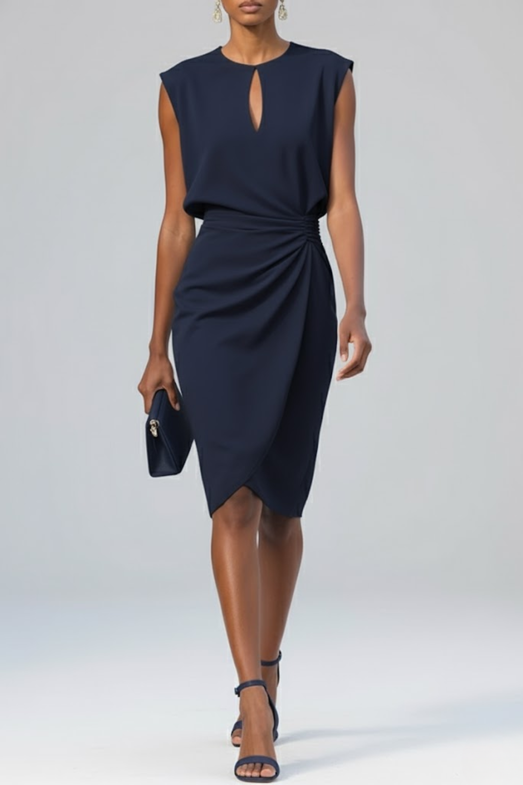Katharina | Women's midi dress with keyhole neckline and ruching