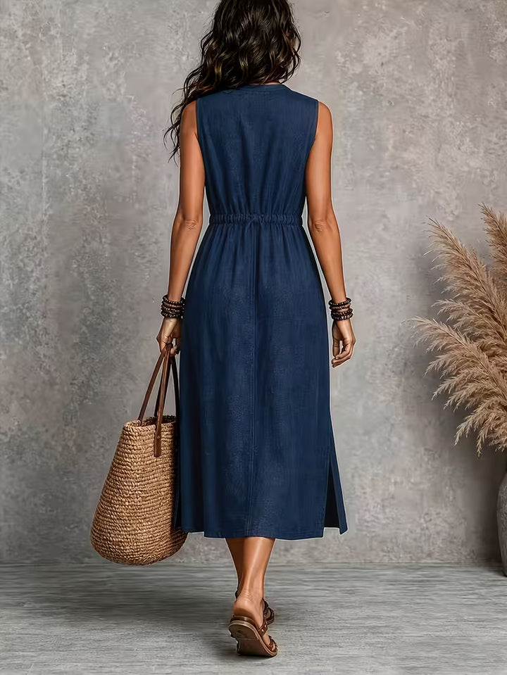 Matilda | Sleeveless Midi Dress with Tie Waist
