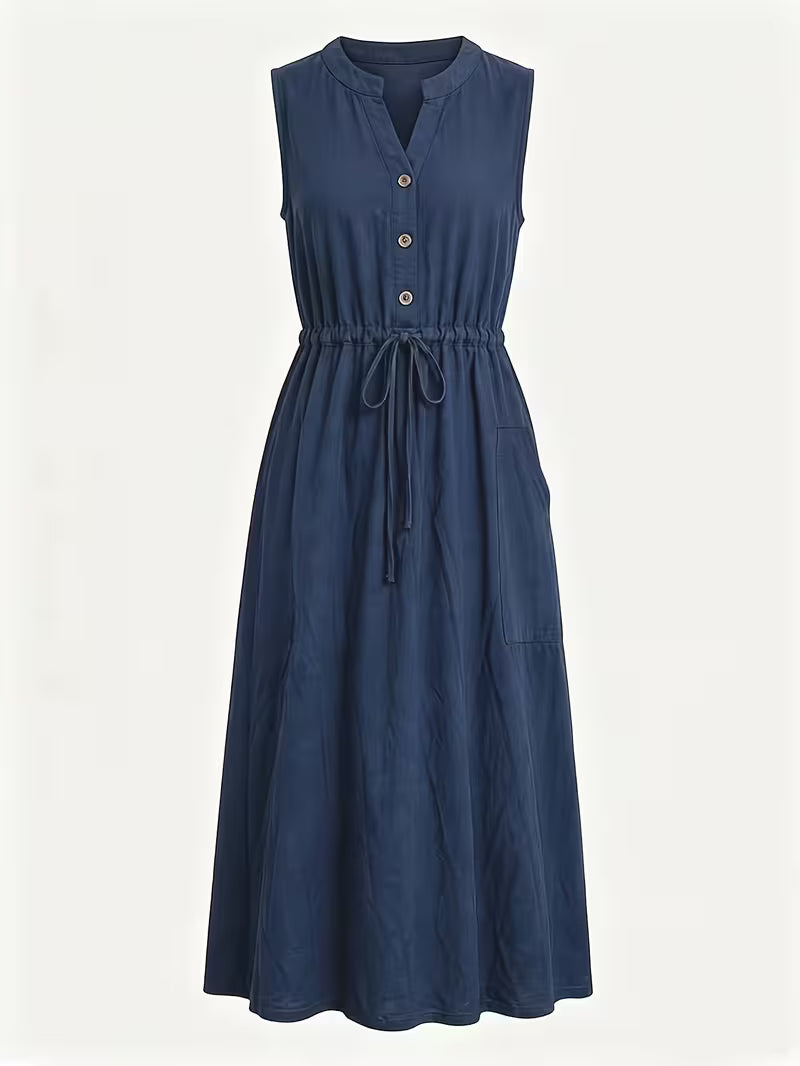 Matilda | Sleeveless Midi Dress with Tie Waist