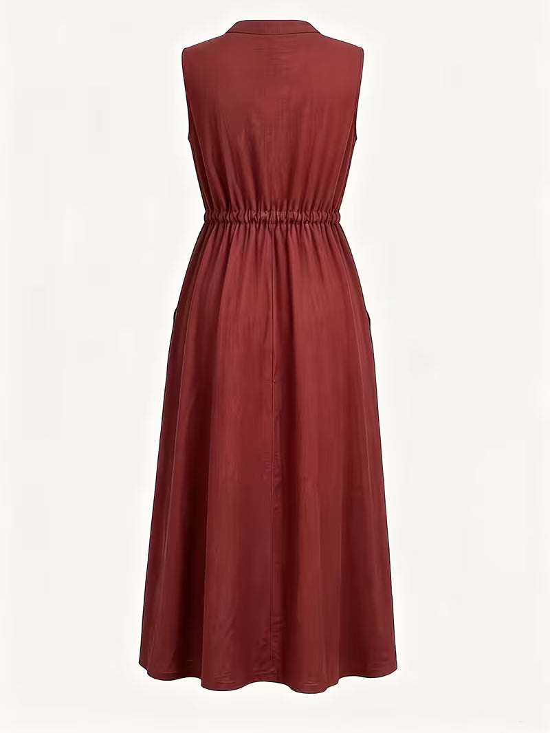 Matilda | Sleeveless Midi Dress with Tie Waist
