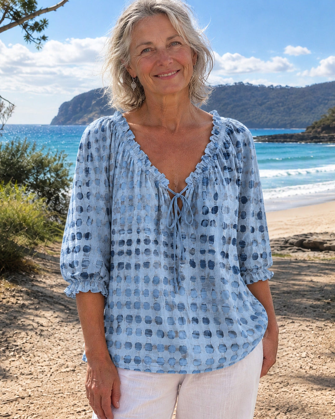 Mila | Boho Print Tie-Neck Blouse