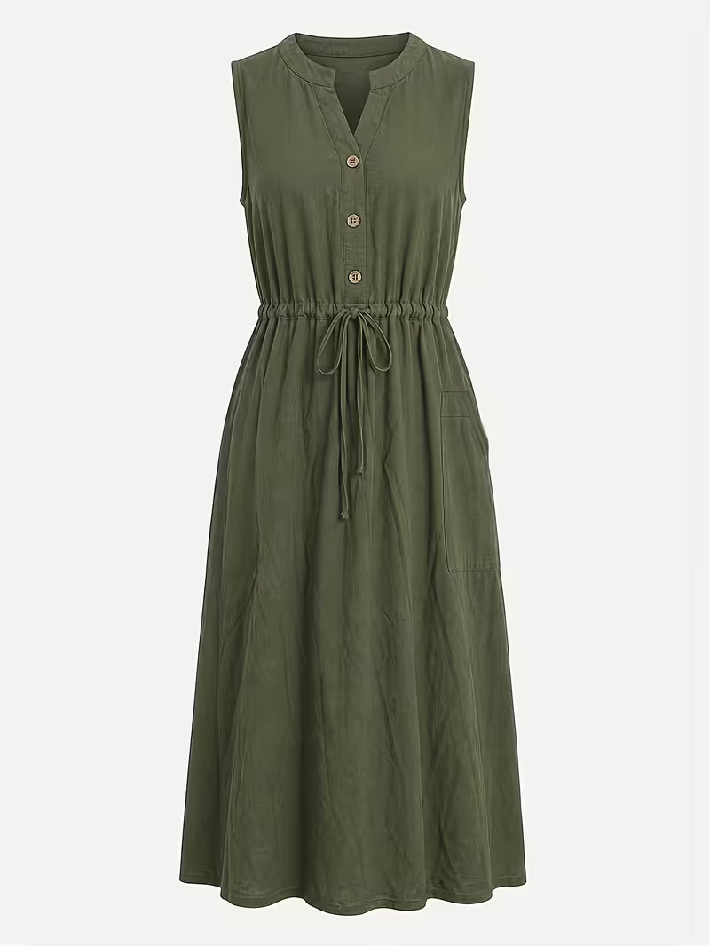 Matilda | Sleeveless Midi Dress with Tie Waist