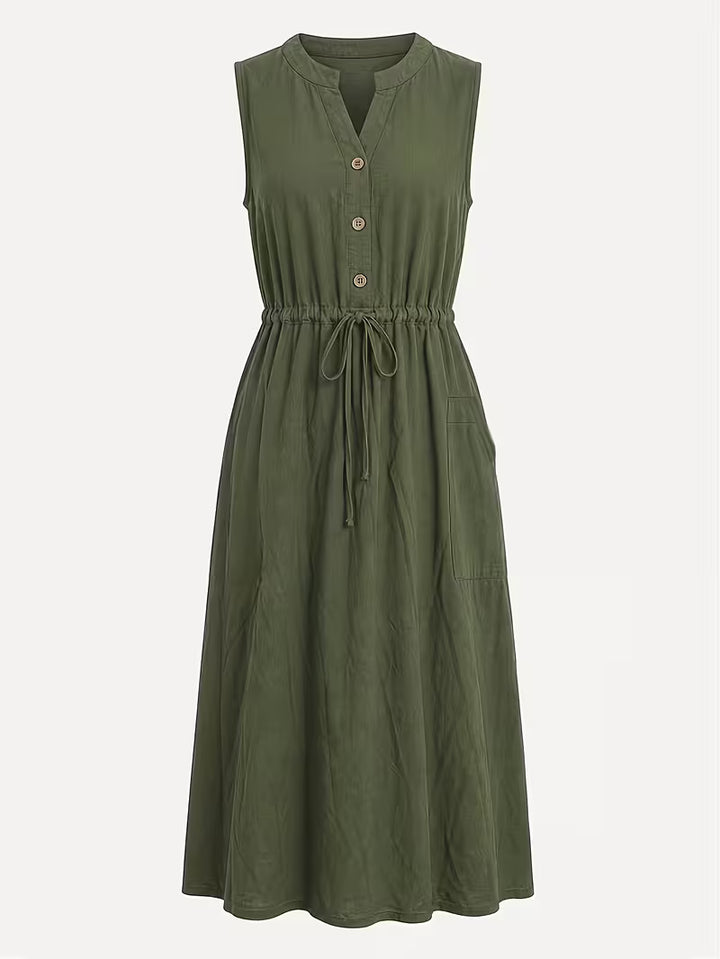 Matilda | Sleeveless Midi Dress with Tie Waist