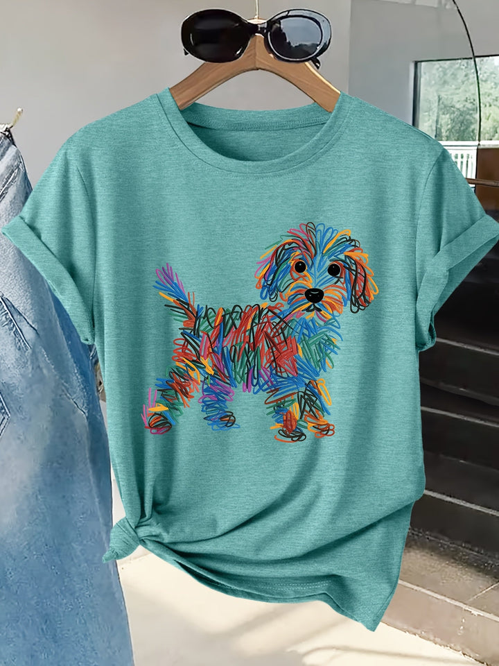 Bella | Colourful Dog Print Tee