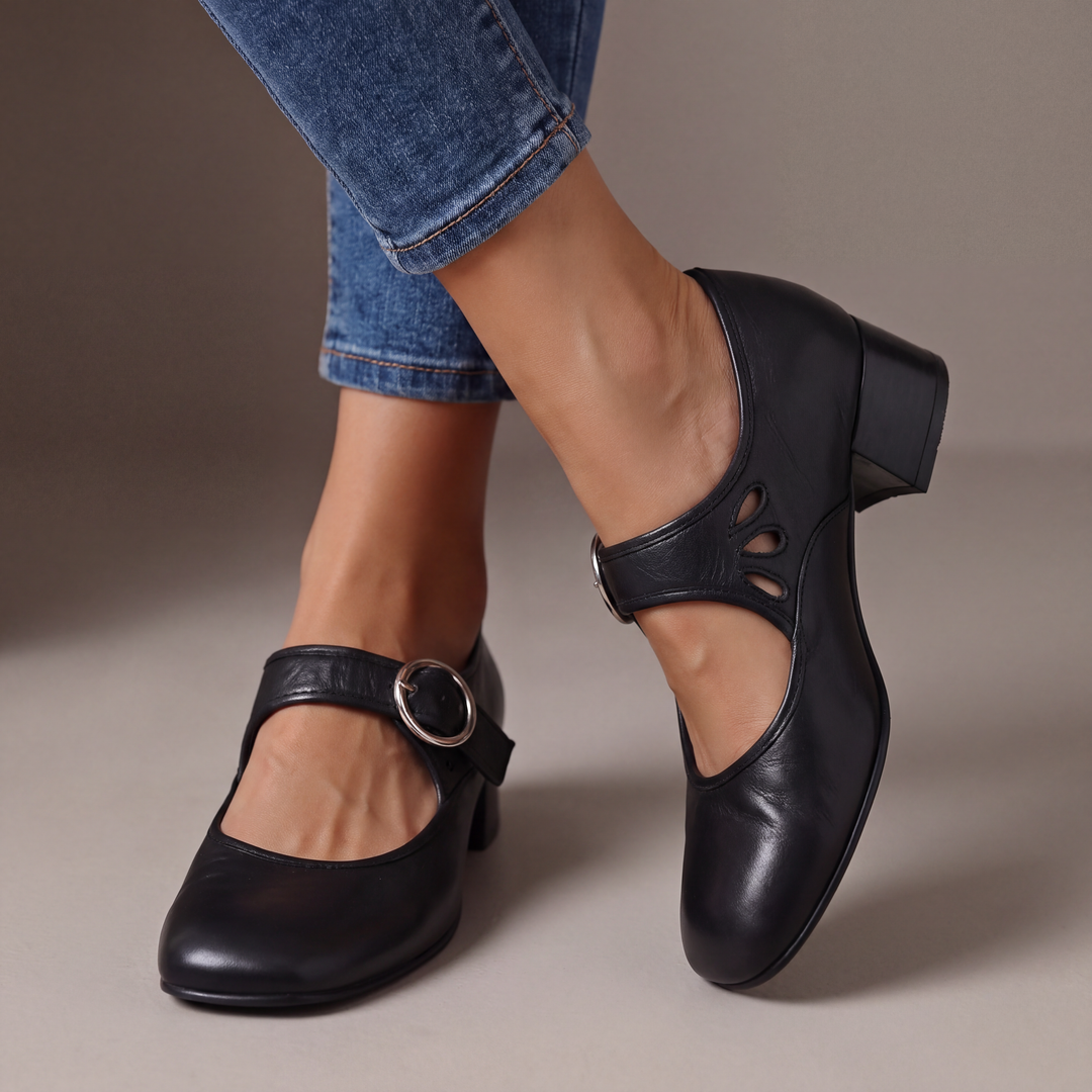 DELACROIX | Véronique Leather Heeled Mary Janes
