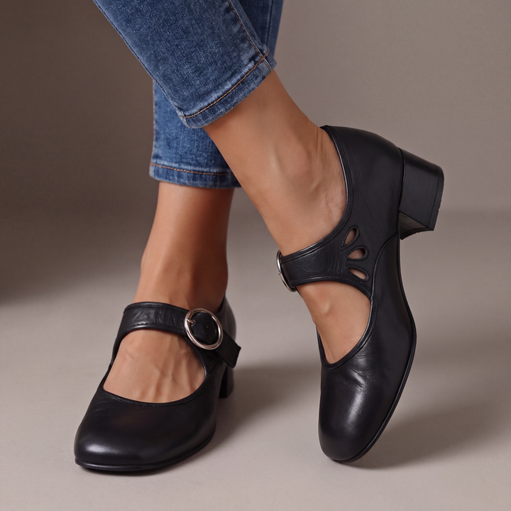 DELACROIX | Véronique Leather Heeled Mary Janes