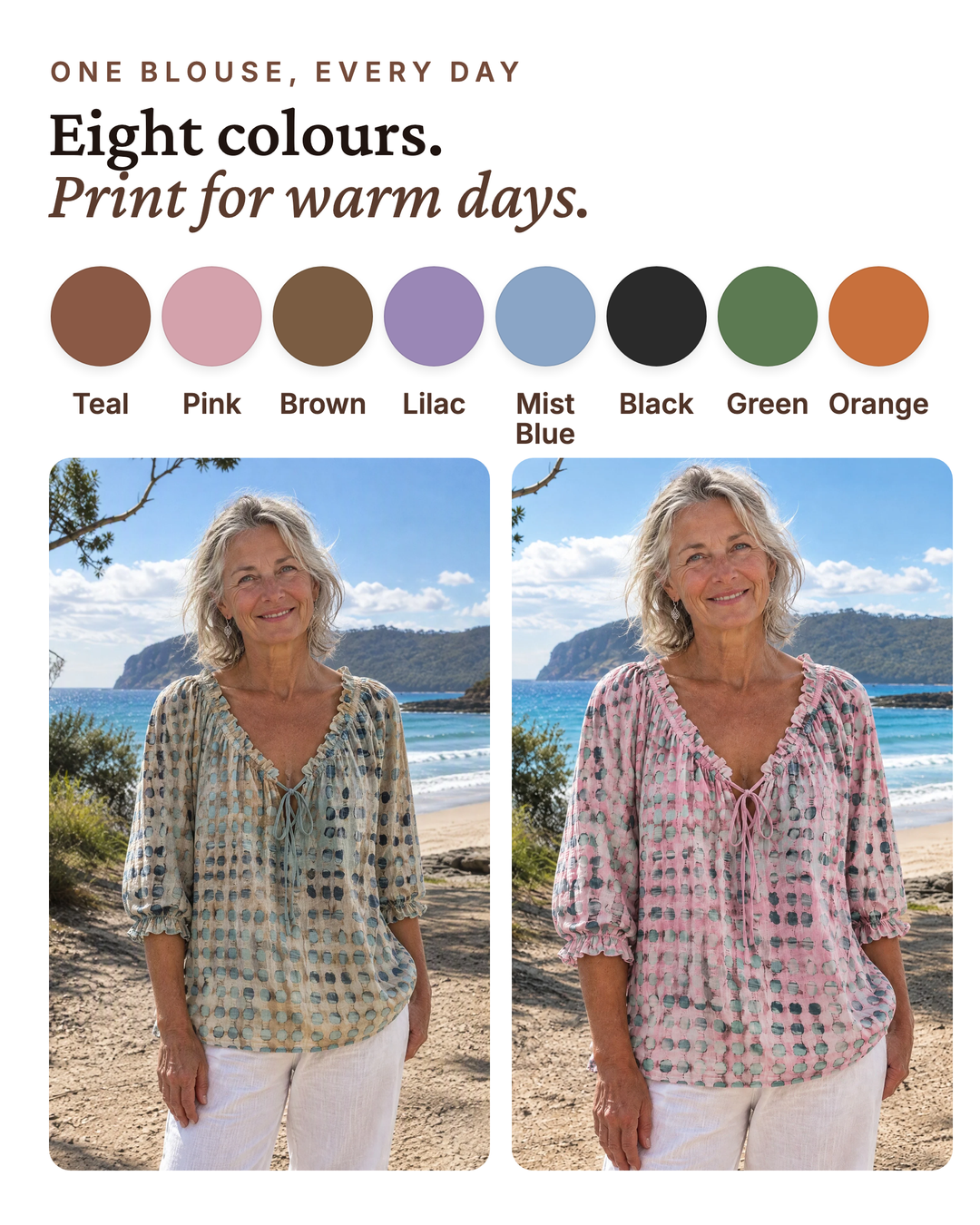 Mila | Boho Print Tie-Neck Blouse