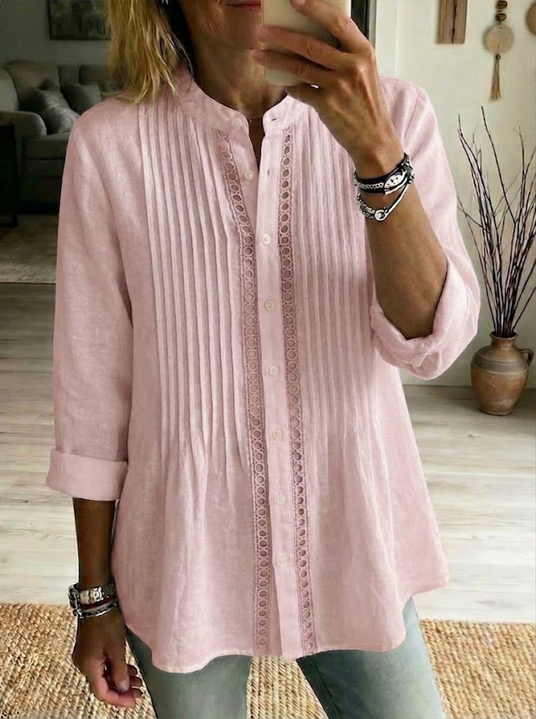 Casual Pleated Cotton Shirt