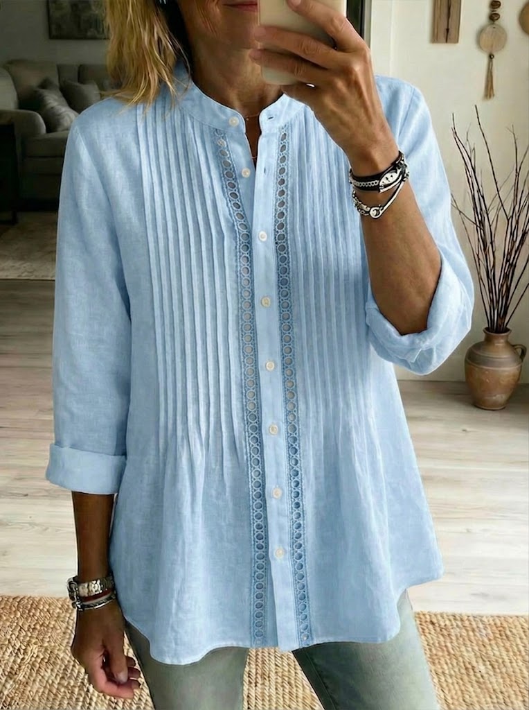 Casual Pleated Cotton Shirt