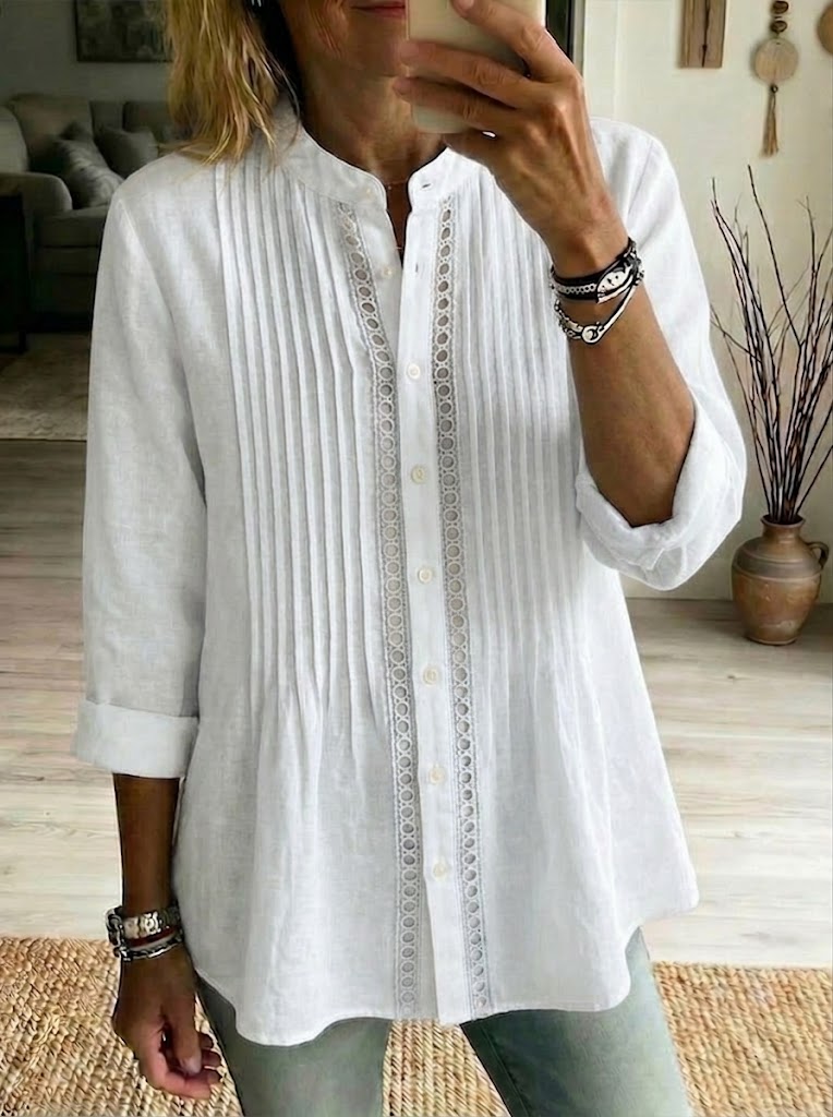 Casual Pleated Cotton Shirt