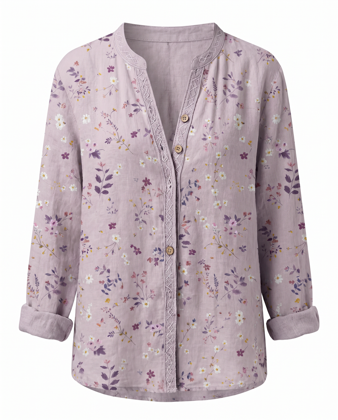 Women's Vintage Floral Print V-Neck Blouse
